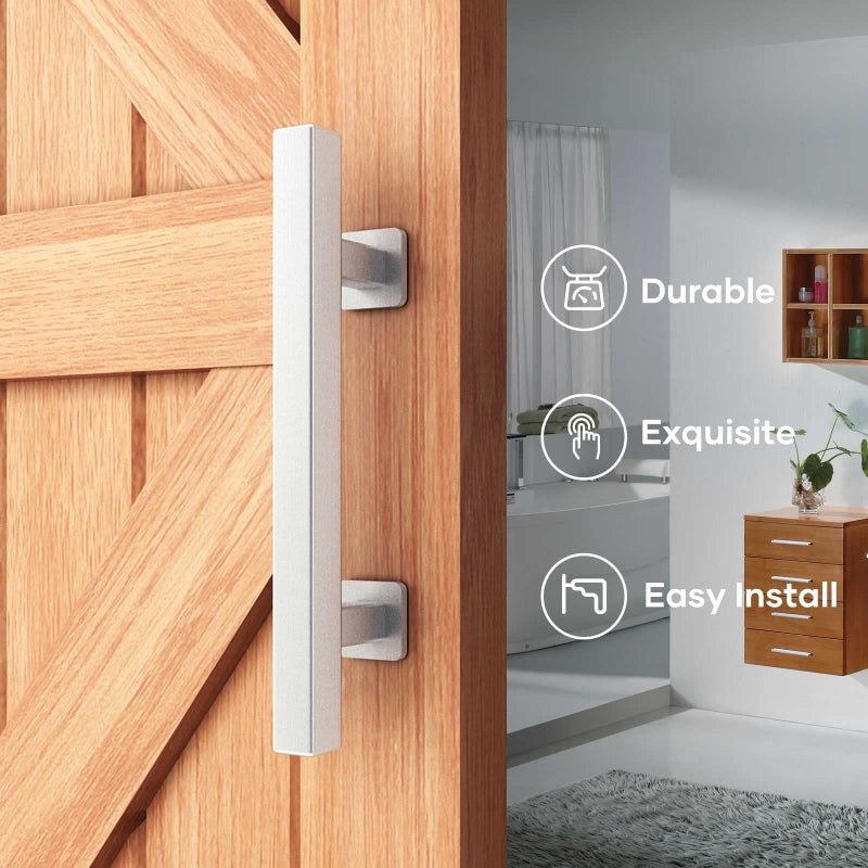 EaseLife 12" Stainless Steel Sliding Barn Door Handles and Pulls,Double Sided Hardware Set,Heavy Duty,Brushed Finish,Anti-Rust Anti-Corrosion,Easy Install - Image 2